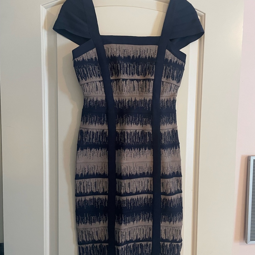 Herve Leger Cap Sleeve Multi-Color Bodycon Bandage Dress- Size S